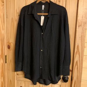 Glam Black Button Down Shirt Size Large